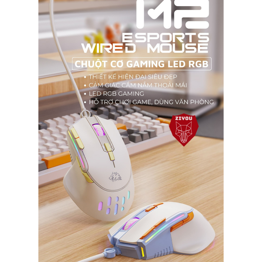 Chuột Máy Tính Game Thủ Chuyên Game Ziyou M2 Led RGB 12800 DPI Cài Macro Chuyên Nghiệp