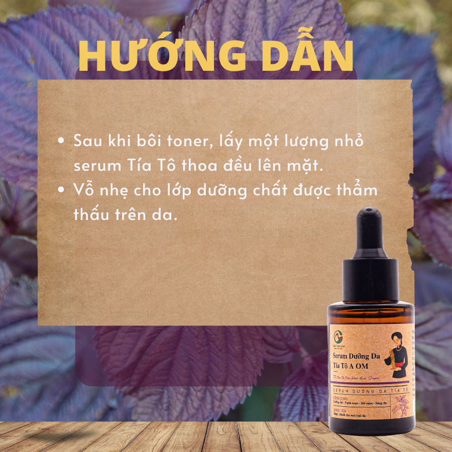 Combo 2 Serum dưỡng da Tía tô tím A Om Natural Dưỡng Ẩm Sâu, Săn Chắc Da 30ml