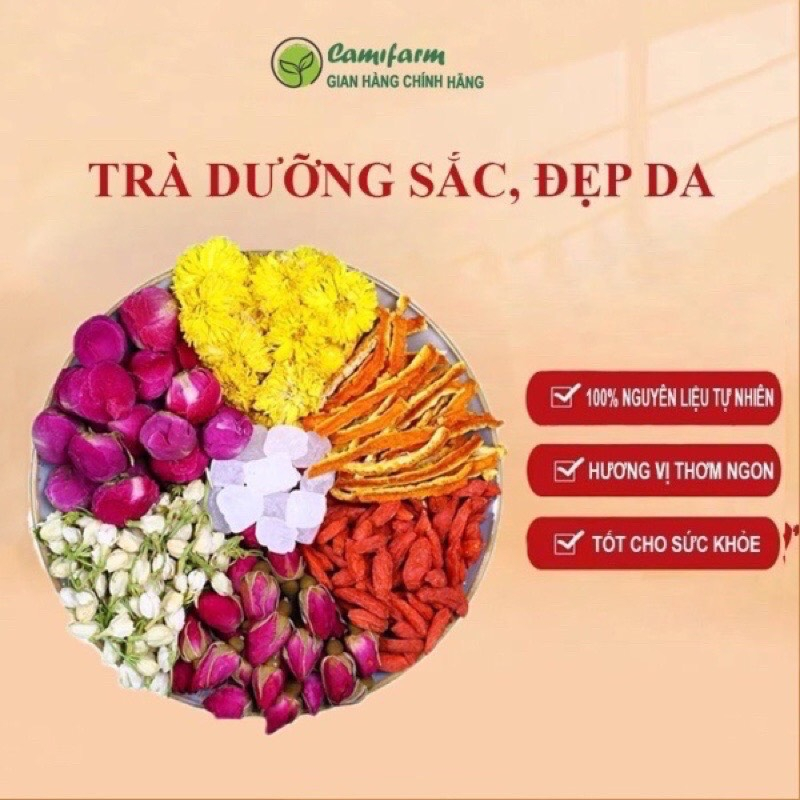 Trà dưỡng nhan, dưỡng sắc đẹp da, mát gan, thanh lọc cơ thể, ngủ ngon, giảm stress