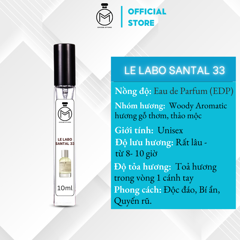 Nước hoa nam nữ Le Labo Santal 33 chiết 10ml tinh dầu nước hoa thơm lâu độc đáo bí ẩn