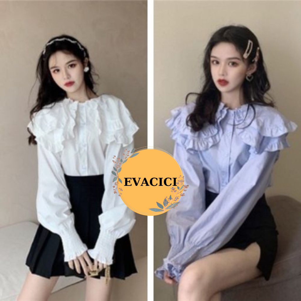 Áo Sơ mi Cổ Bèo Tay Phồng Tiểu Thư Tay Bo Chun