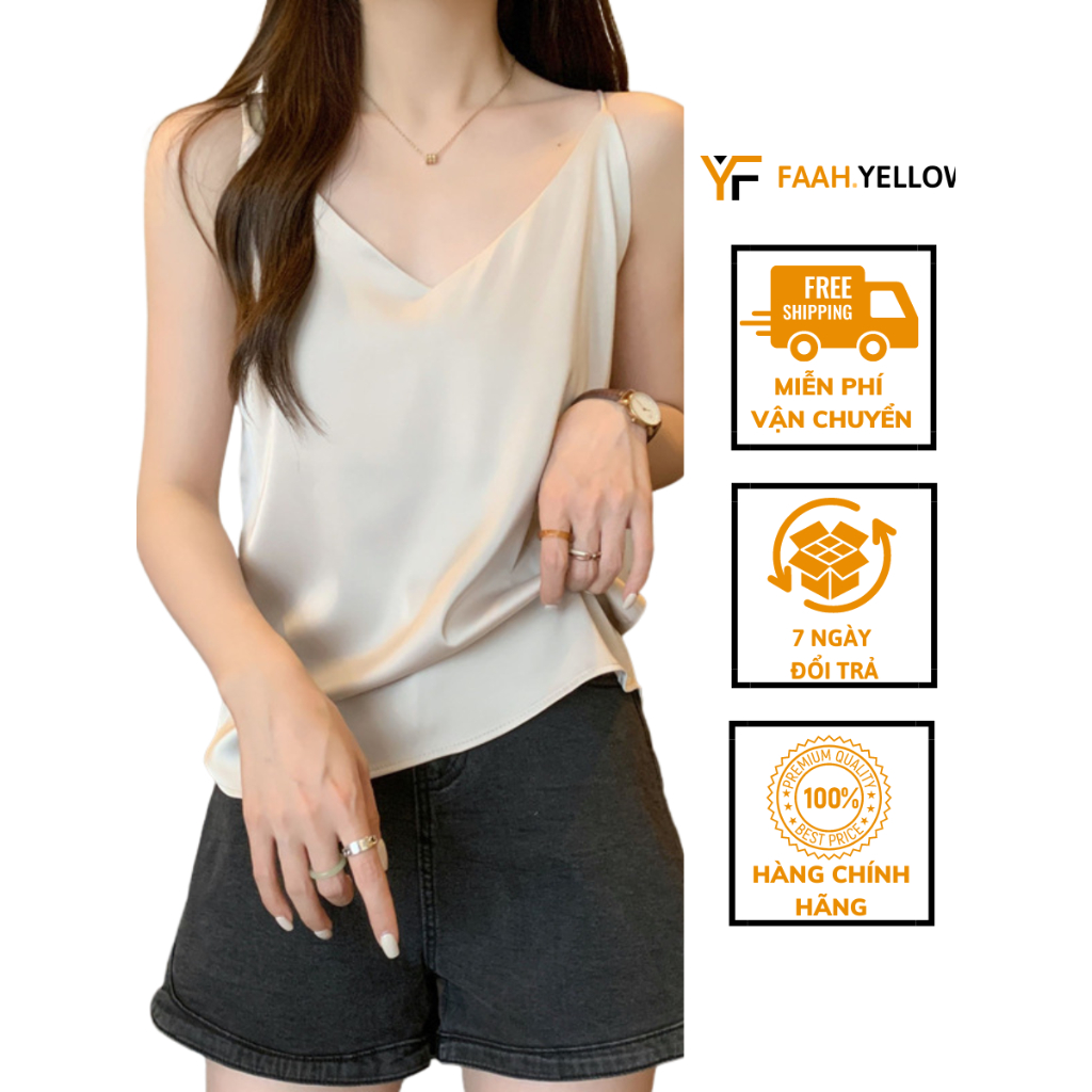Áo Lụa hai dây nữ MADELA Cao Cấp, Áo 2 dây lụa hàn kiểu dáng Vintage thanh lịch dễ phối đồ