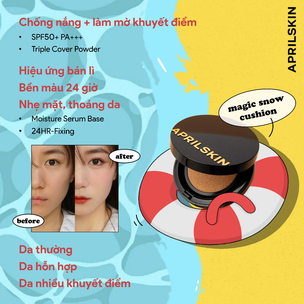 [Phiên Bản Mới 2022] Phấn Nước April Skin Black Magic Snow Cushion Galaxy Edition (15g)