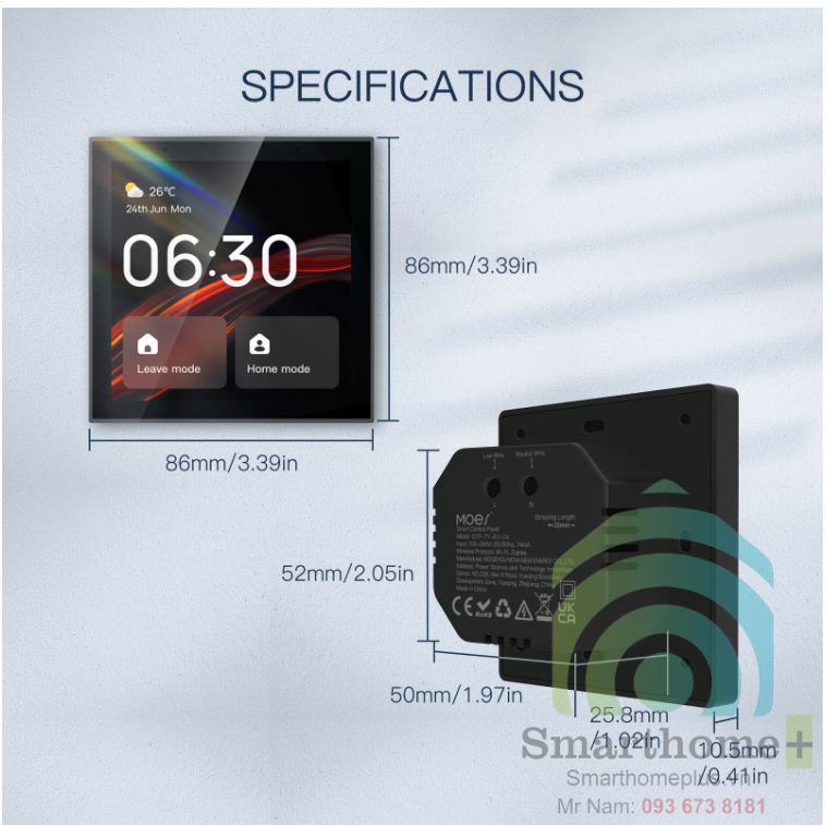 Trung Tâm Zigbee Có Màn Hình Cảm Ứng 4 Inch WiFi Tuya THA7