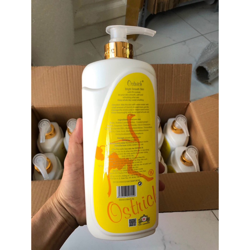 Sữa tắm dưỡng ẩm trắng da lưu hương Đà ĐIỂU Ostrich shower gel 900ml