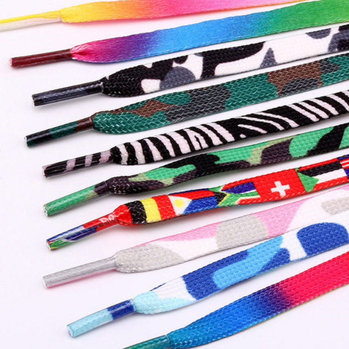 Dây giày thể thao in hình, dây giày màu cầu vồng nhiều mẫu bản dẹt độ dài 120cm - NH001