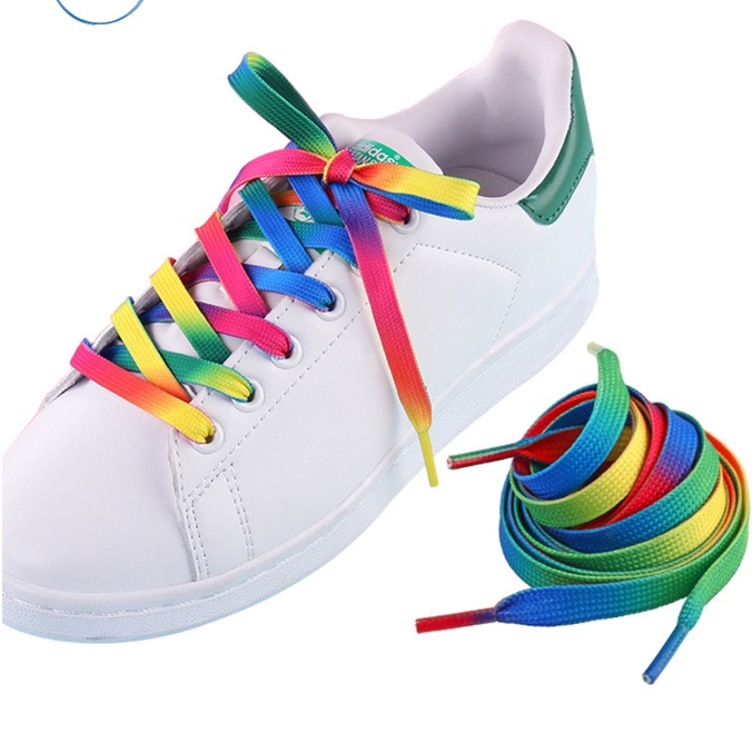 Dây giày thể thao in hình, dây giày màu cầu vồng nhiều mẫu bản dẹt độ dài 120cm - NH001