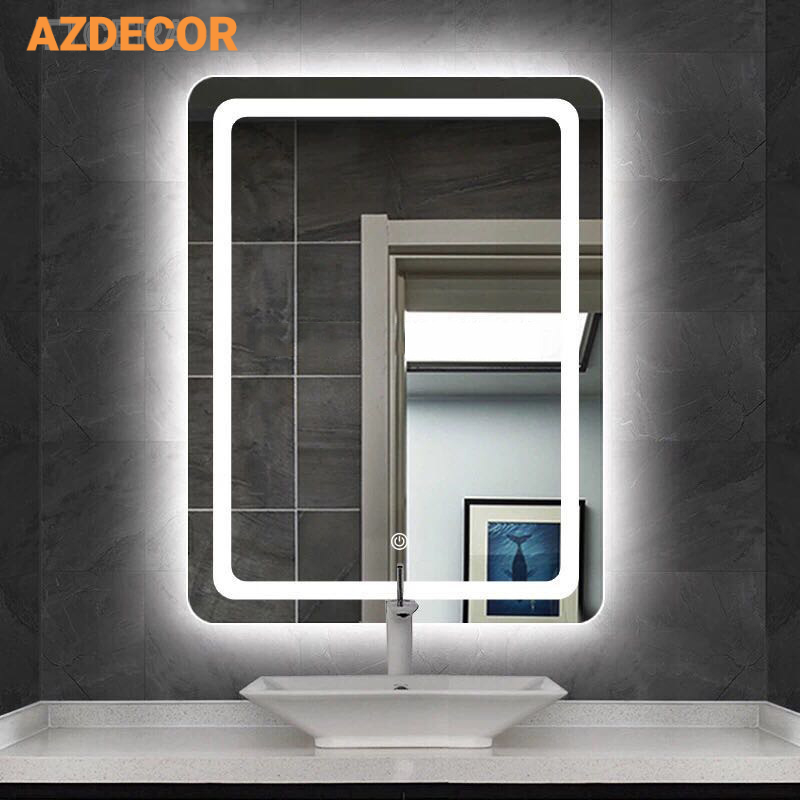 Gương nhà tắm, gương soi led phun cát mặt KT50x70cm