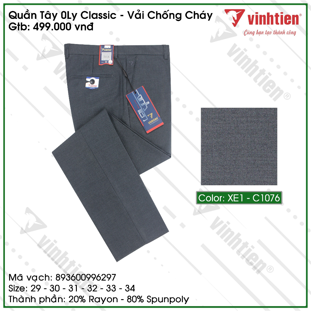 Quần Tây Nam 0ly Classic Vĩnh Tiến 499 - Nhiều Màu