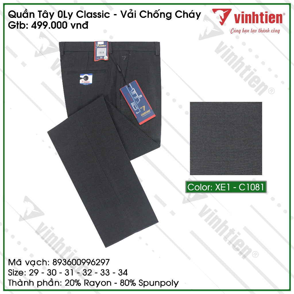 Quần Tây Nam 0ly Classic Vĩnh Tiến 499 - Nhiều Màu