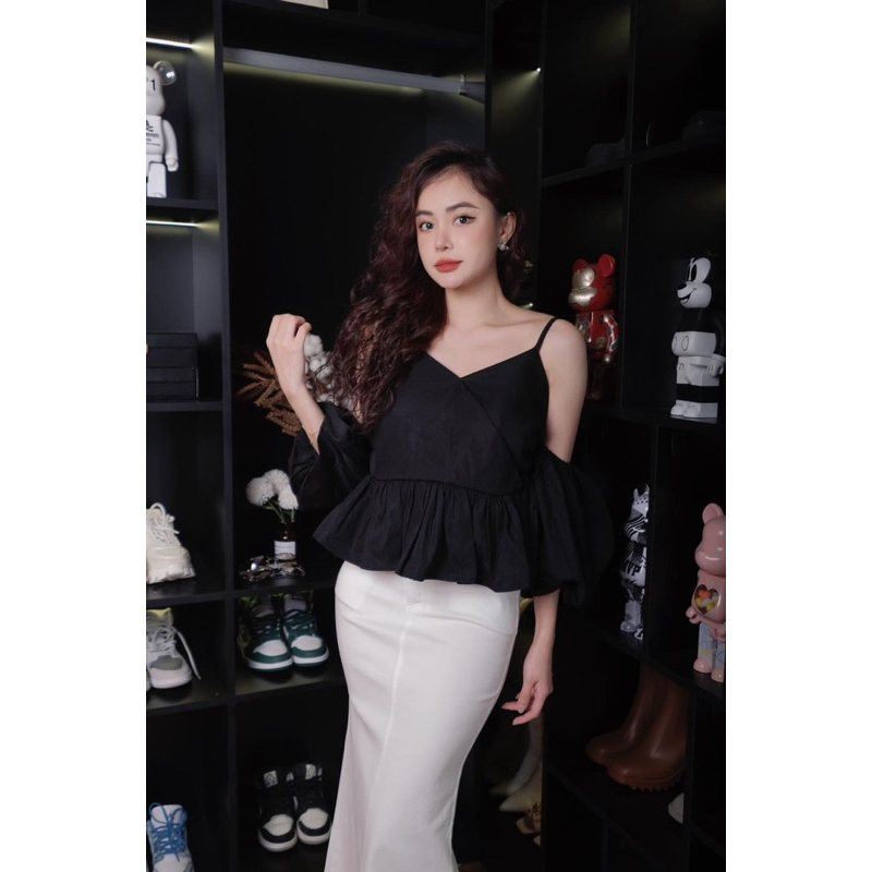 Áo Trễ Vai 2s Tay Bồng Dáng Babydoll