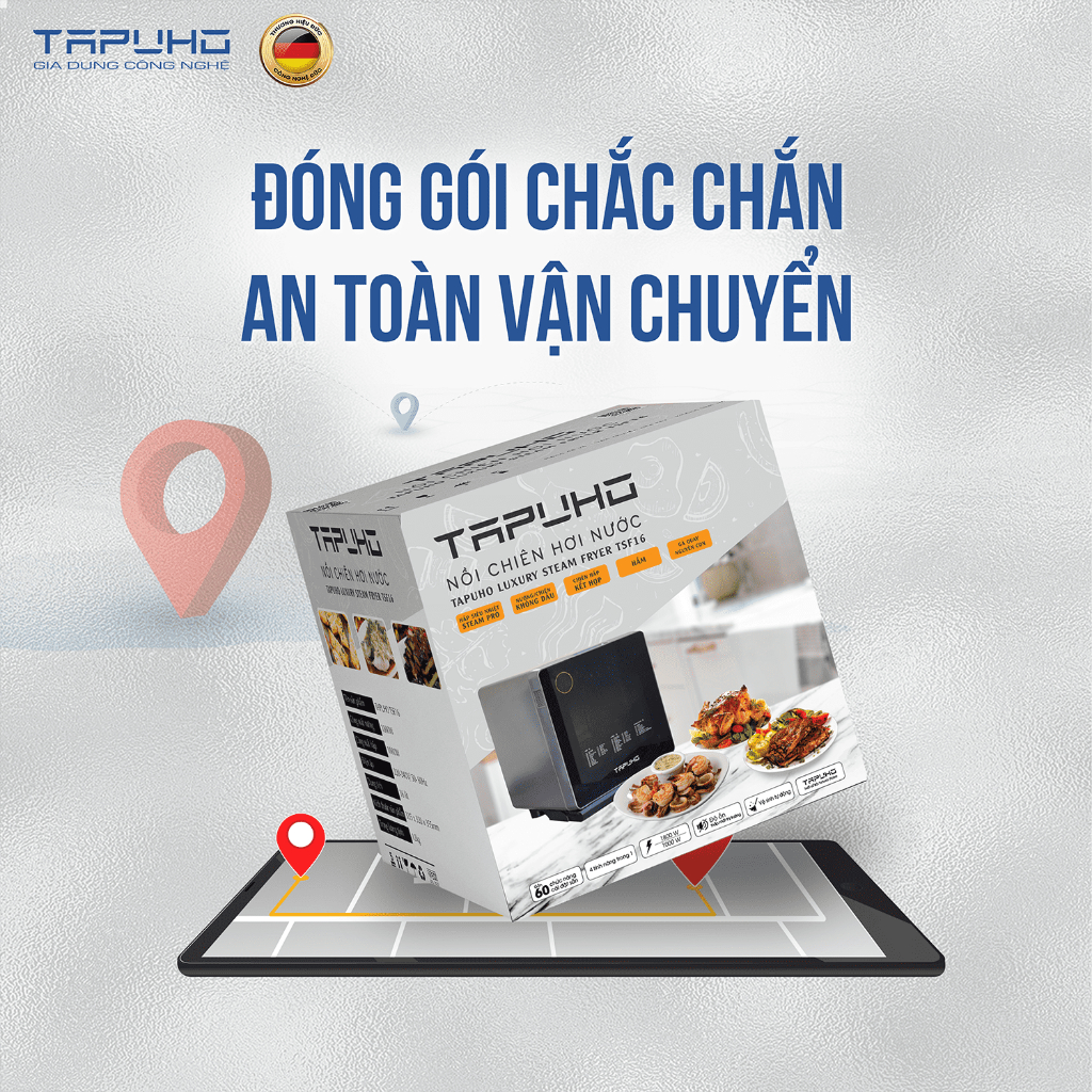 Nồi Chiên Hơi Nước TAPUHO TSF16 | 16L | 2800W | 60 Chương Trình Nấu | Bảo Hành Chính Hãng 24 Tháng