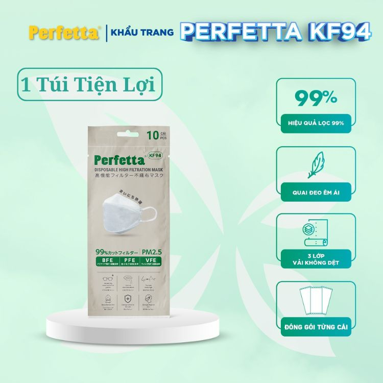 Bịch Khẩu Trang KF94 Perfetta Cao Cấp 3 Lớp, Chuẩn Hàn Quốc (10 cái/bịch)