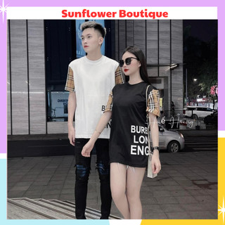 Áo phông cặp đôi nam nữ chất cotton đẹp, áo thun tay lỡ form rộng cho nữ kẻ phối bbr hot hit
