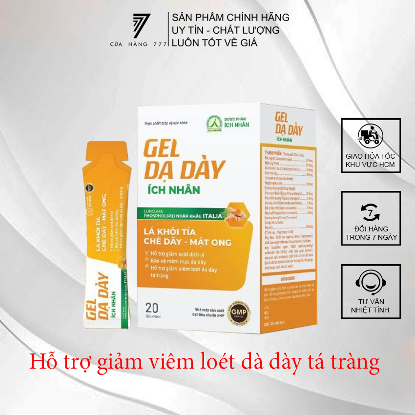 Gel Dạ Dày Ích Nhân Hỗ Trợ Giảm Acid Dịch Vị - Giảm Viêm Loét Dạ Dày Tá Tràng - Bảo Vệ Niêm Mạc Dạ Dày - Hộp 20 Gói