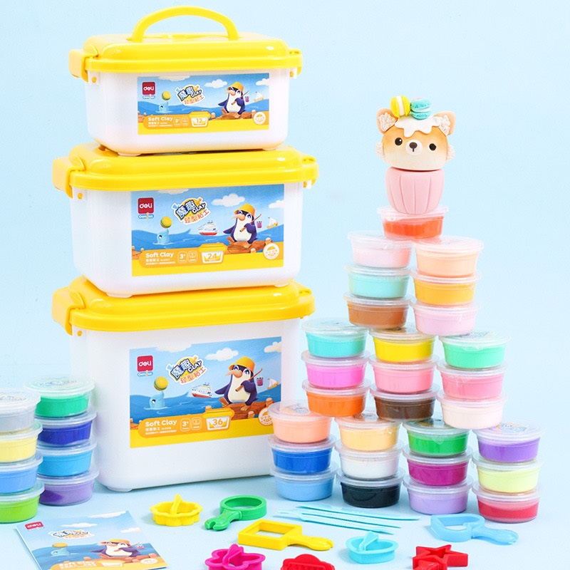 Đất nặn Deli  an toàn cho bé kèm hộp đựng và khuôn