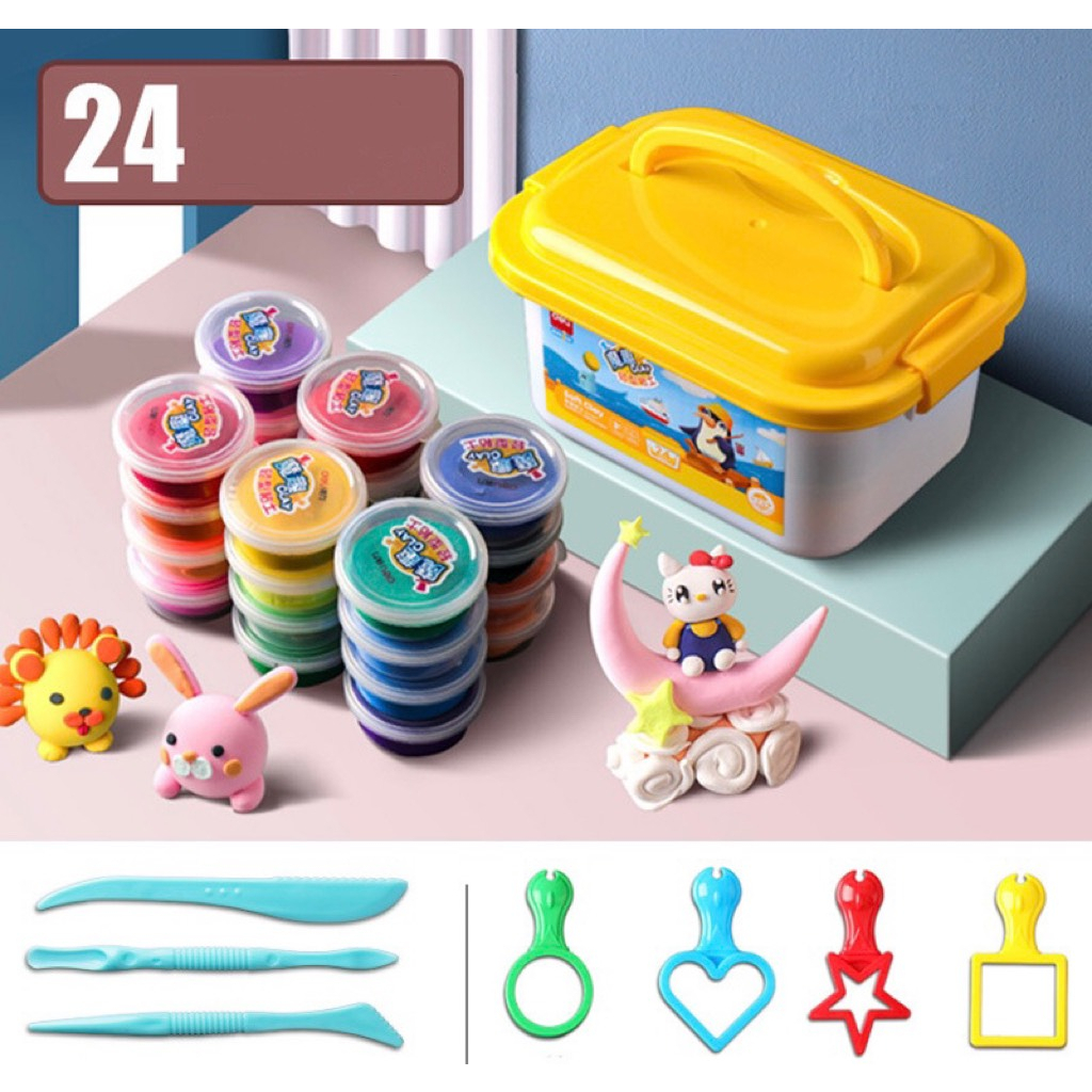 Đất nặn Deli  an toàn cho bé kèm hộp đựng và khuôn