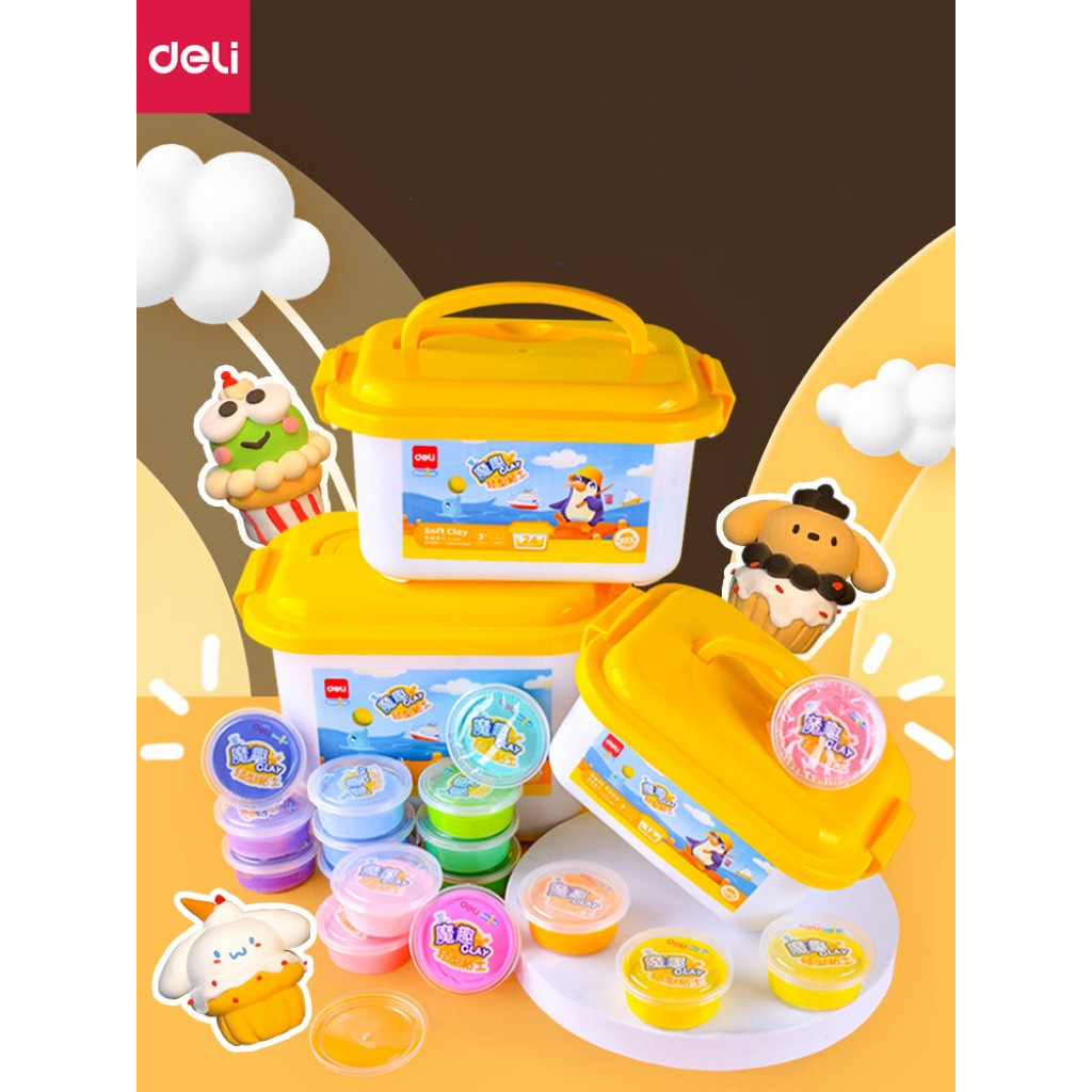 Đất nặn Deli  an toàn cho bé kèm hộp đựng và khuôn