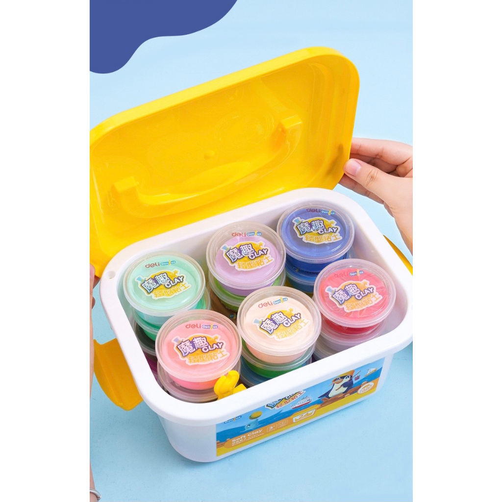 Đất nặn Deli  an toàn cho bé kèm hộp đựng và khuôn