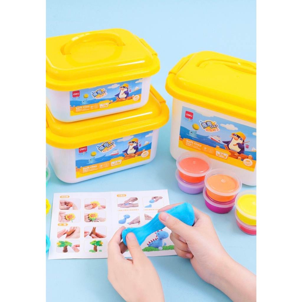 Đất nặn Deli  an toàn cho bé kèm hộp đựng và khuôn