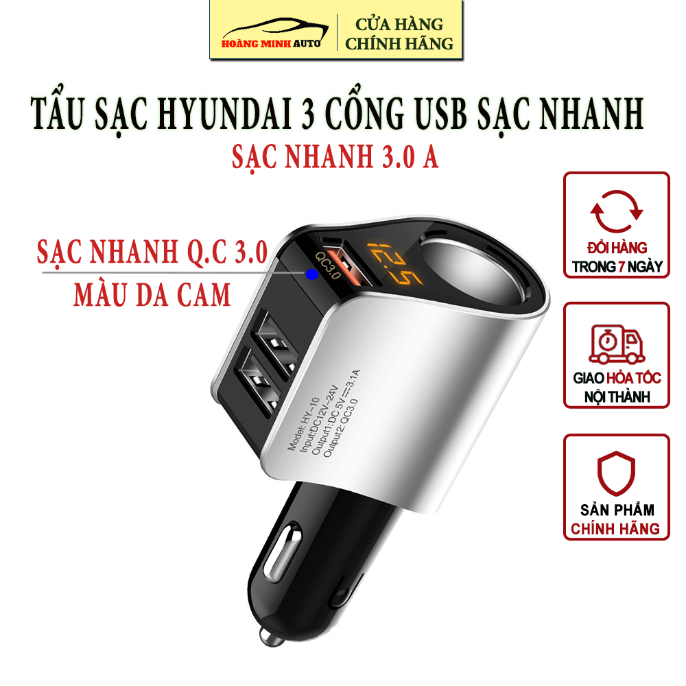 Tẩu Sạc ô tô, xe hơi Hyundai chính hãng - Có Đèn Led Báo Điện Áp Ắc Quy | BigBuy360 - bigbuy360.vn