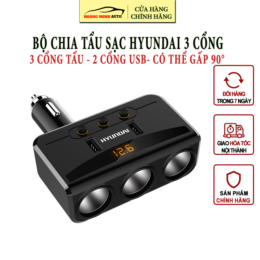 Tẩu Sạc ô tô, xe hơi Hyundai chính hãng - Có Đèn Led Báo Điện Áp Ắc Quy | BigBuy360 - bigbuy360.vn