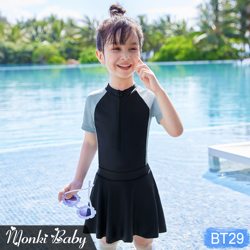 Đồ bơi đôi cho mẹ và bé gái, dáng liền thân quần short đùi khoẻ đẹp, có kèm chân váy rời nữ tính, bộ bơi mẹ con | BT29