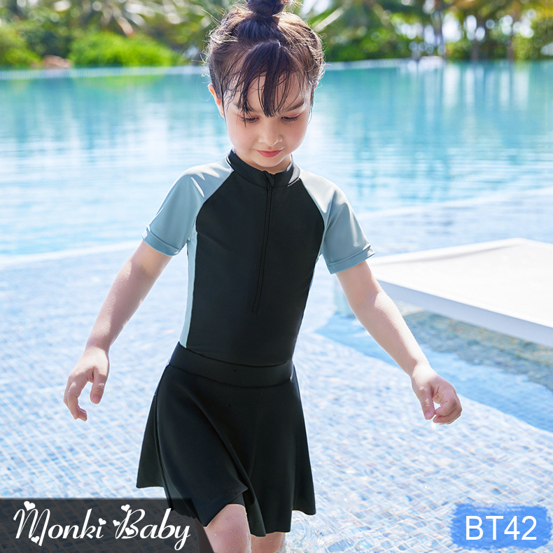 Đồ bơi đôi cho mẹ và bé gái, dáng liền thân quần short đùi khoẻ đẹp, có kèm chân váy rời nữ tính, bộ bơi mẹ con | BT29