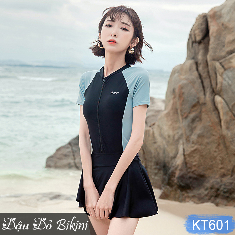 Đồ bơi đôi cho mẹ và bé gái, dáng liền thân quần short đùi khoẻ đẹp, có kèm chân váy rời nữ tính, bộ bơi mẹ con | BT29