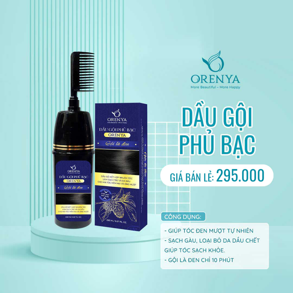 Dầu gội phủ bạc nhuộm đen chiết xuất thảo dược tự nhiên Orenya chai 200ml