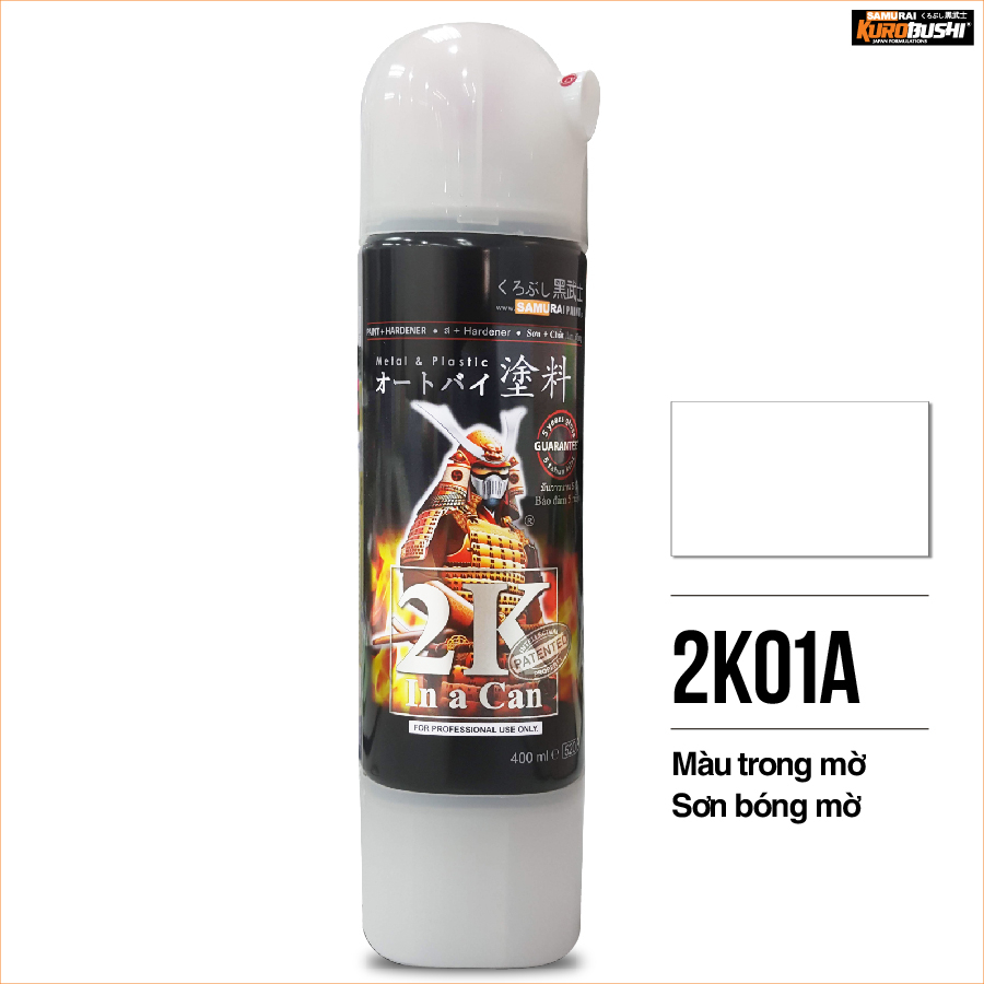 Sơn xịt Samurai Kurobushi - Màu TRONG MỜ 2K01A (400ml) chuyên dùng cho xe máy