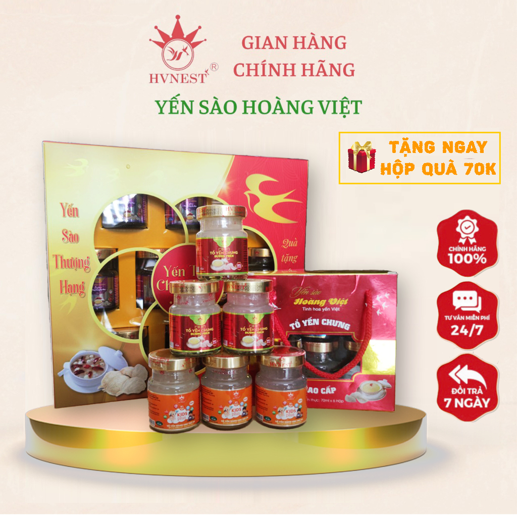 Tổ yến chưng sẵn HVNEST bồi bổ sức khỏe , Set hộp quà yến sào cao cấp mix vị tổng hợp