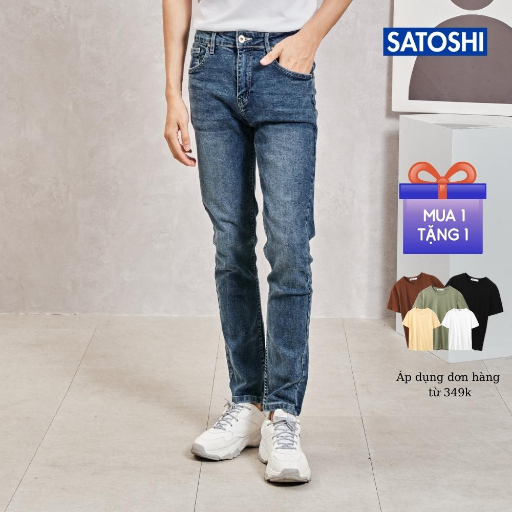 | Satoshi | Quần jean nam SAQJ38 dáng vừa màu xanh đậm trơn wash basic chất jean co giãn nhẹ