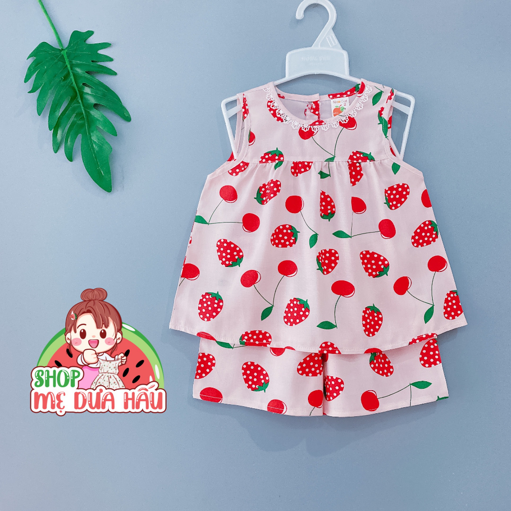 Bộ tole đùi bé gái, bộ lanh ngắn 7-22kg shop mẹ dưa hấu