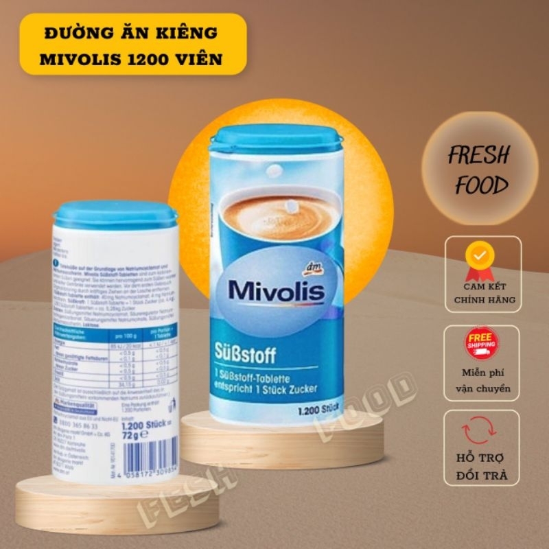 Đường ăn kiêng Mivolis của Đức hộp 1200 viên