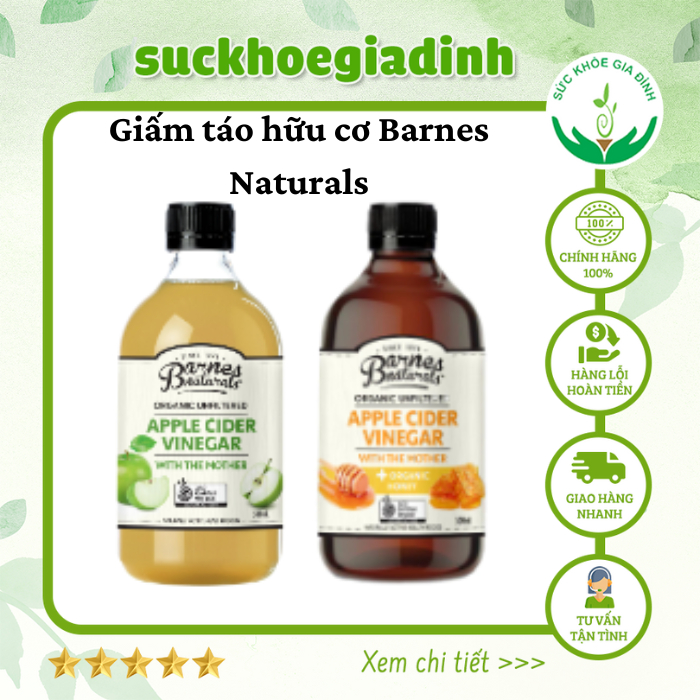 Giấm Táo Hữu Cơ Barnes Naturals (có giấm cái)