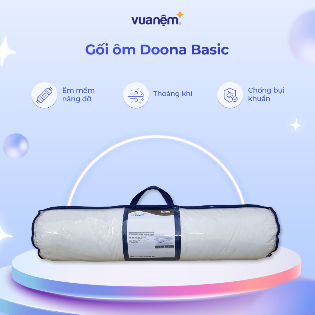 Ruột Gối ôm Doona Basic 22x100cm, gối ôm người lớn mềm mại êm ái phân phối bởi Vua Nệm.