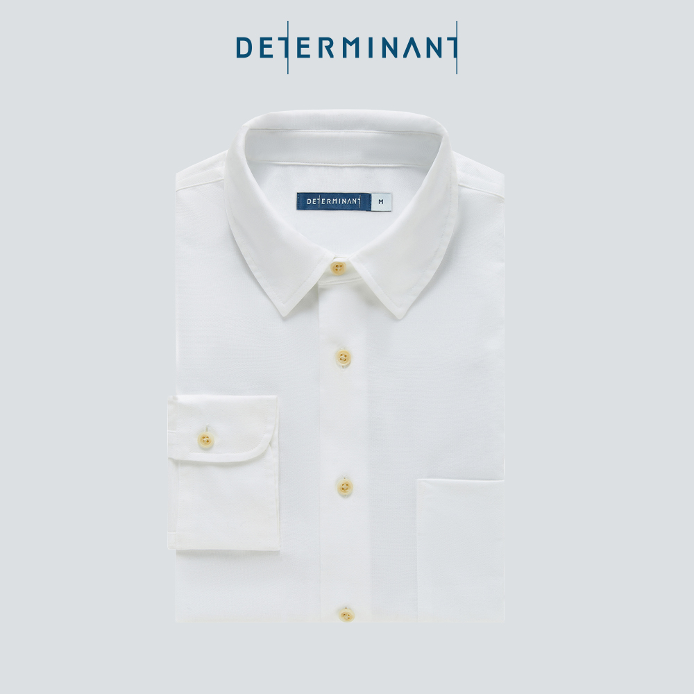 Áo sơ mi nam tay dài Oxford Cotton mềm mại thương hiệu Determinant - màu Trắng phối nút màu Nâu nhạt [DETCS03]