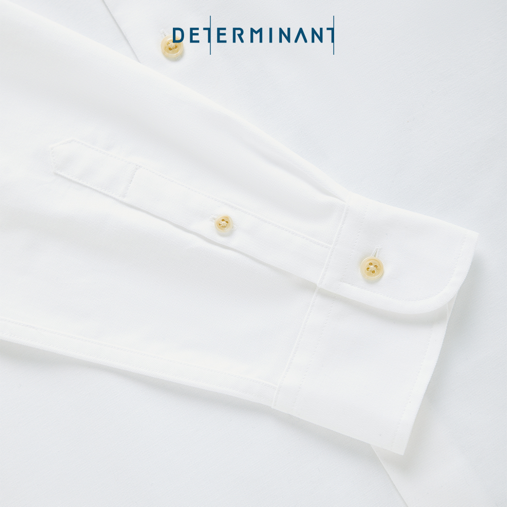 Áo sơ mi nam tay dài Oxford Cotton mềm mại thương hiệu Determinant - màu Trắng phối nút màu Nâu nhạt [DETCS03]