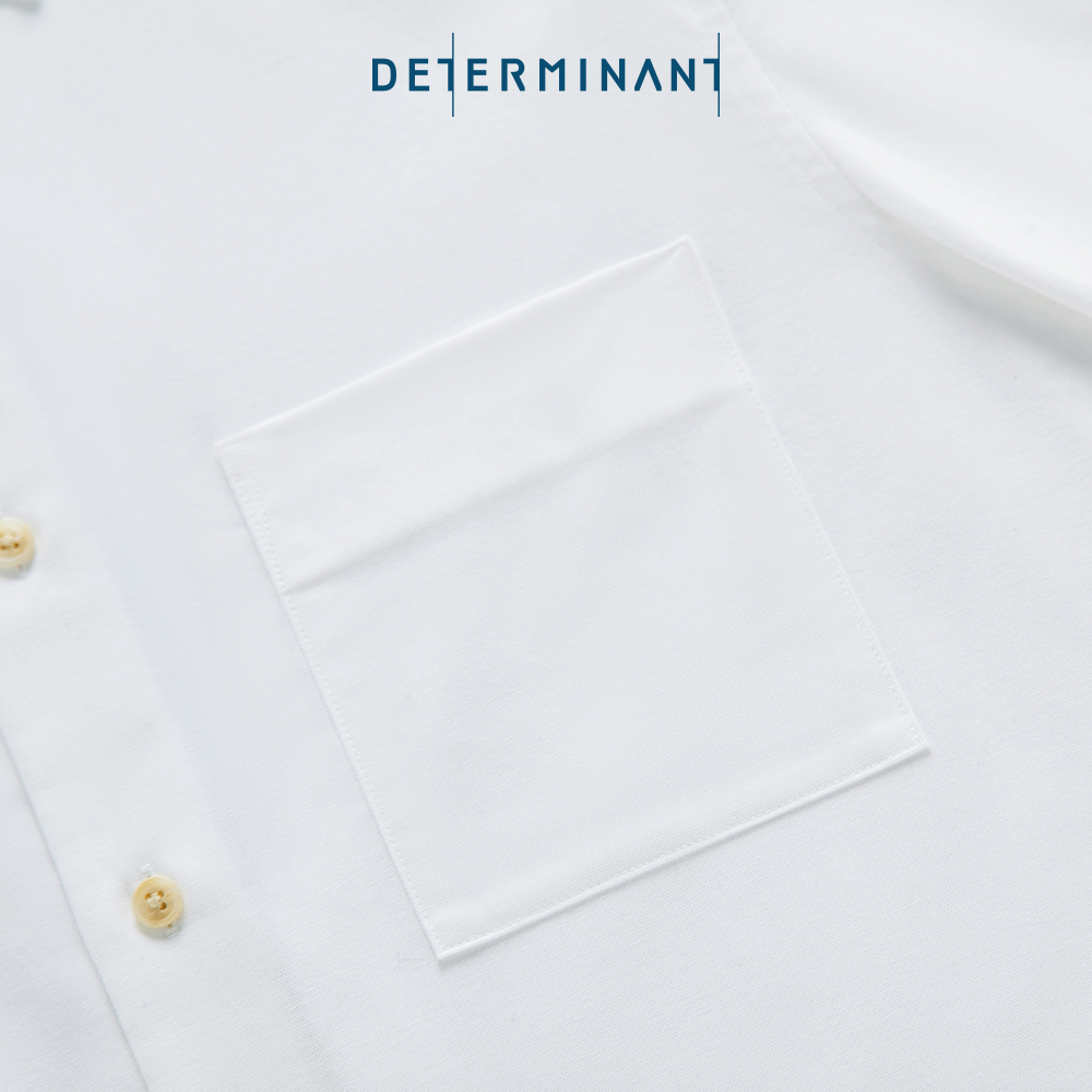 Áo sơ mi nam tay dài Oxford Cotton mềm mại thương hiệu Determinant - màu Trắng phối nút màu Nâu nhạt [DETCS03]
