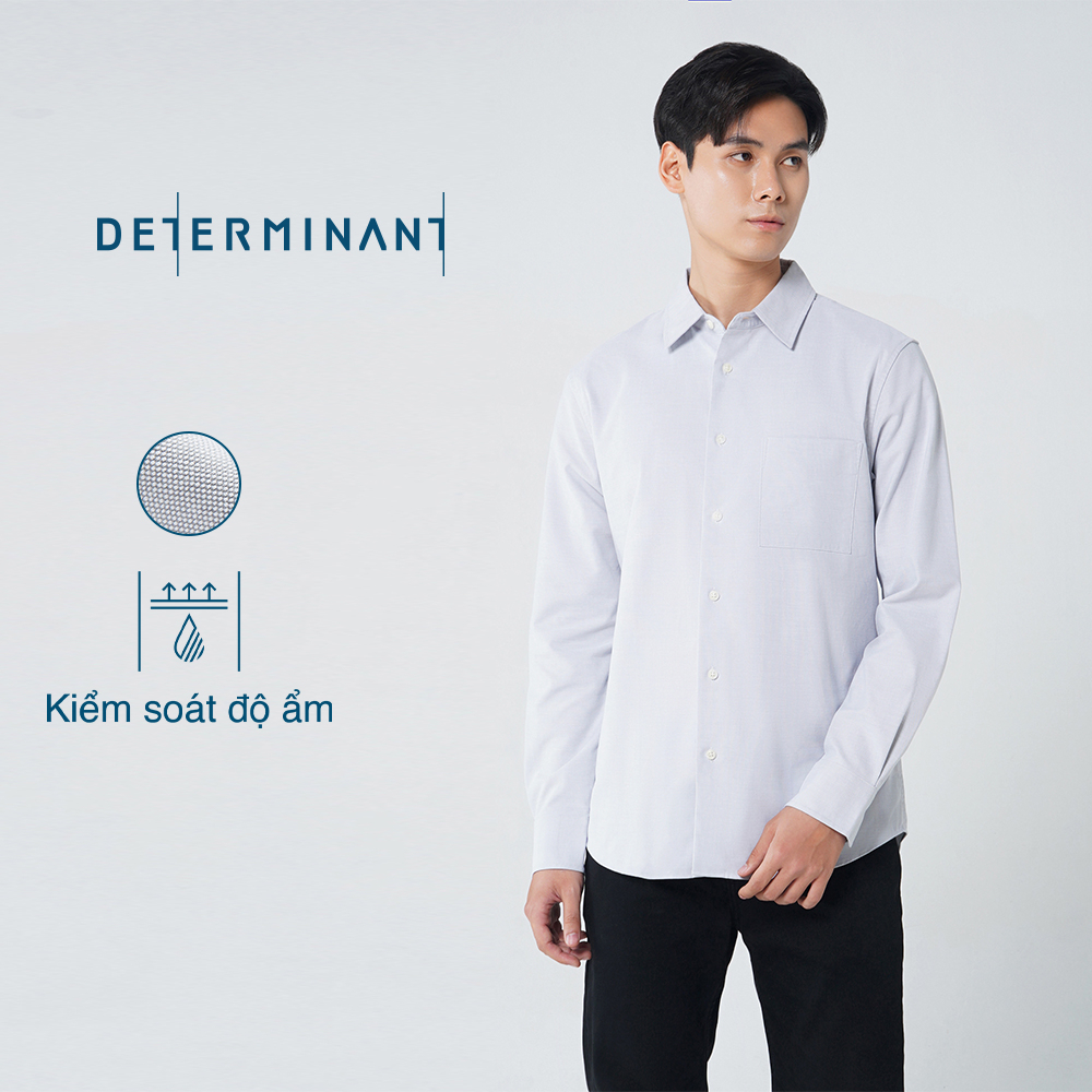 Áo sơ mi nam tay dài Oxford Cotton mềm mại kiểm soát độ ẩm thương hiệu Determinant - màu Xám nhạt [CS03]