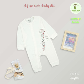 Bộ body dài sơ sinh Nature Wear - vải bamboo (Tặng mũ bao tay chân hoặc yếm)