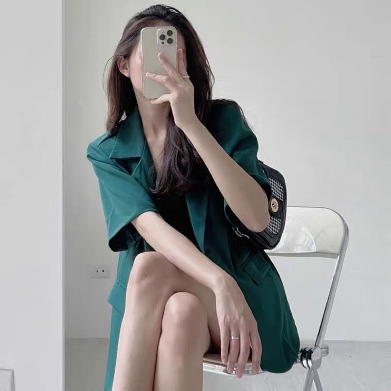 Áo Blazer Vest Cộc Tay Dáng Rộng Freesize Áo Khoác Ngoài Nữ Ngấn Tay Thời Trang Rosara BL1