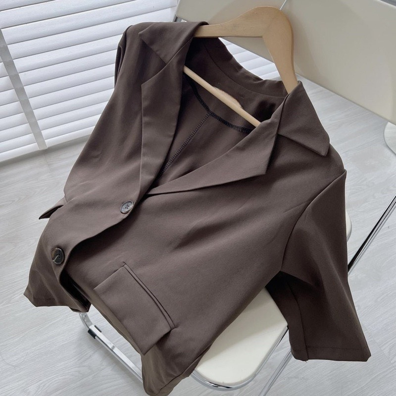 Áo Blazer Vest Cộc Tay Dáng Rộng Freesize Áo Khoác Ngoài Nữ Ngấn Tay Thời Trang Rosara BL1