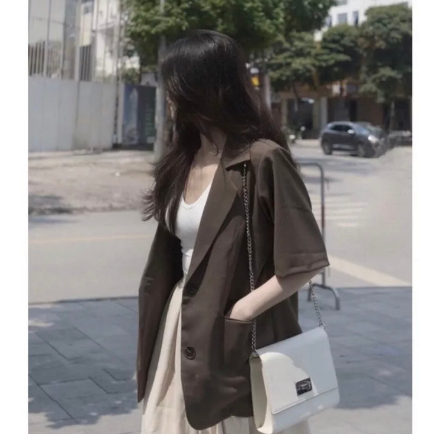 Áo Blazer Vest Cộc Tay Dáng Rộng Freesize Áo Khoác Ngoài Nữ Ngấn Tay Thời Trang Rosara BL1