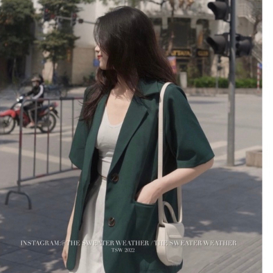 Áo Blazer Vest Cộc Tay Dáng Rộng Freesize Áo Khoác Ngoài Nữ Ngấn Tay Thời Trang Rosara BL1