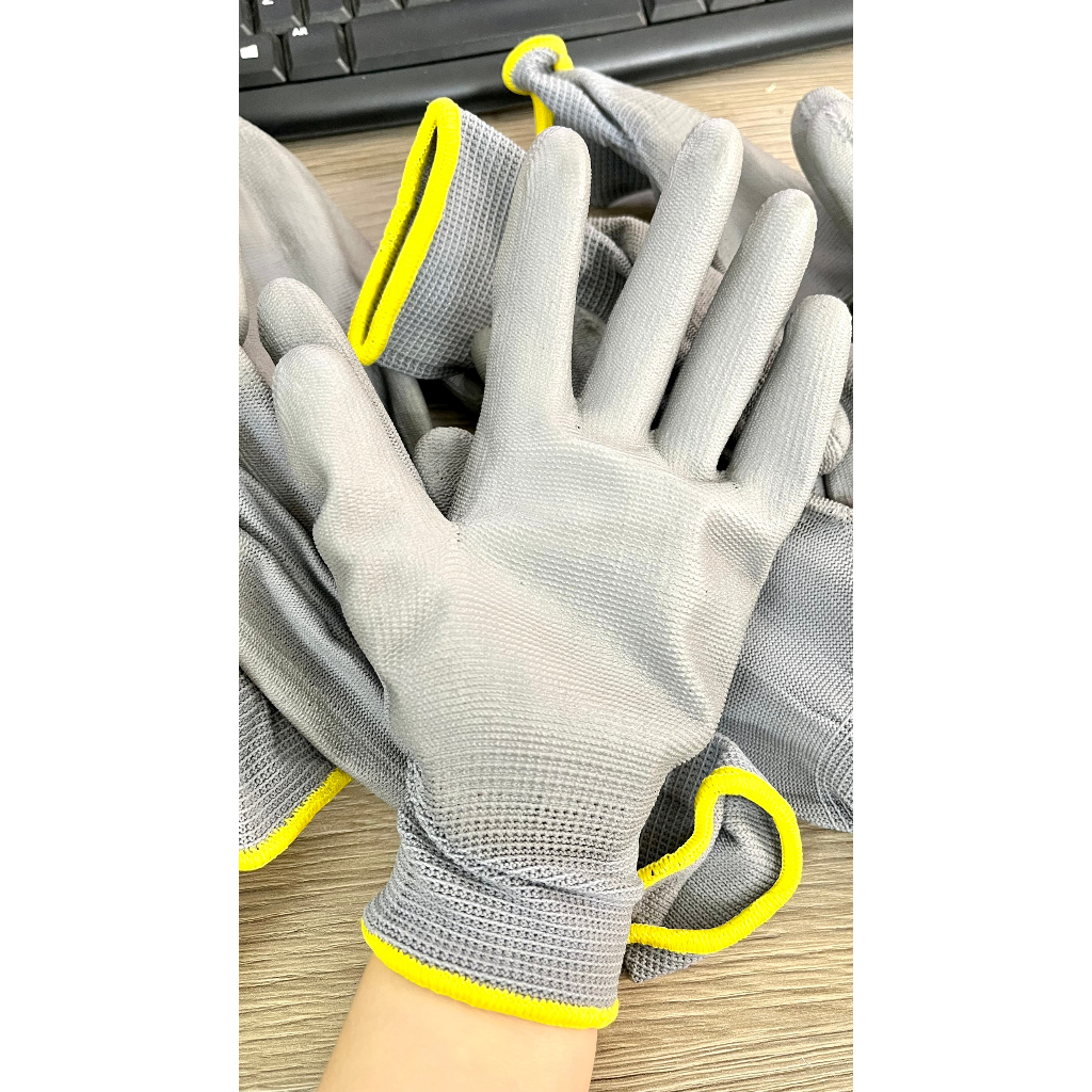Găng tay Phòng sạch phủ PU Đầu ngón tay bàn bảo hộ lao động, găng tay phòng sạch phủ ngón cao su tăng độ bám ma sát