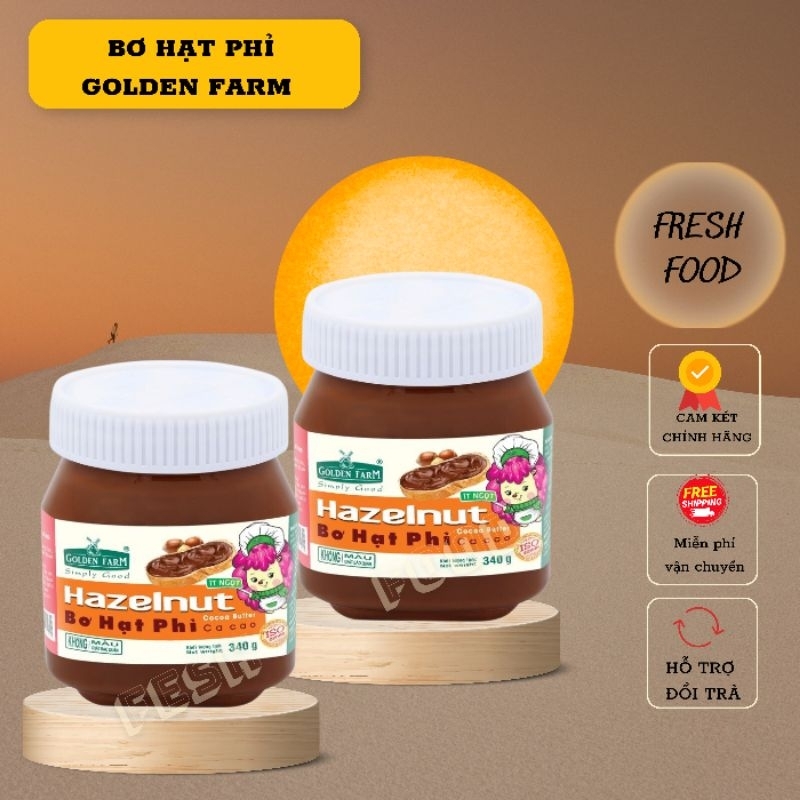 Bơ hạt phỉ cacao Golden Farm hàng chính hãng, dùng phết bánh mì, xay sinh tố