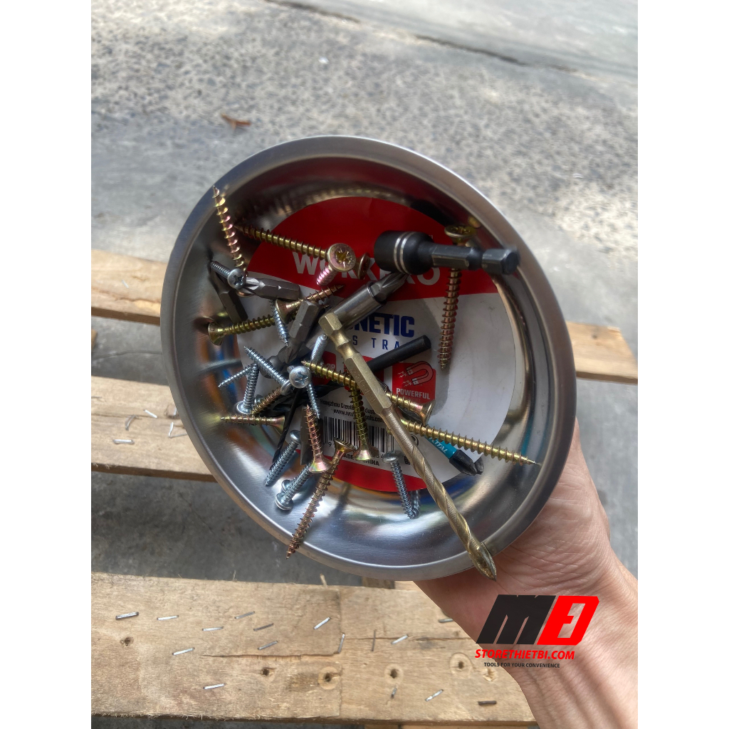 Khay Đựng Dụng Cụ Hình Tròn Có Nam Châm Hút Cực Mạnh 148mm Bằng Thép Không rỉ WORKPRO WP314001