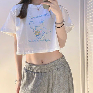 Áo croptop in hình cổ tròn tay ngắn